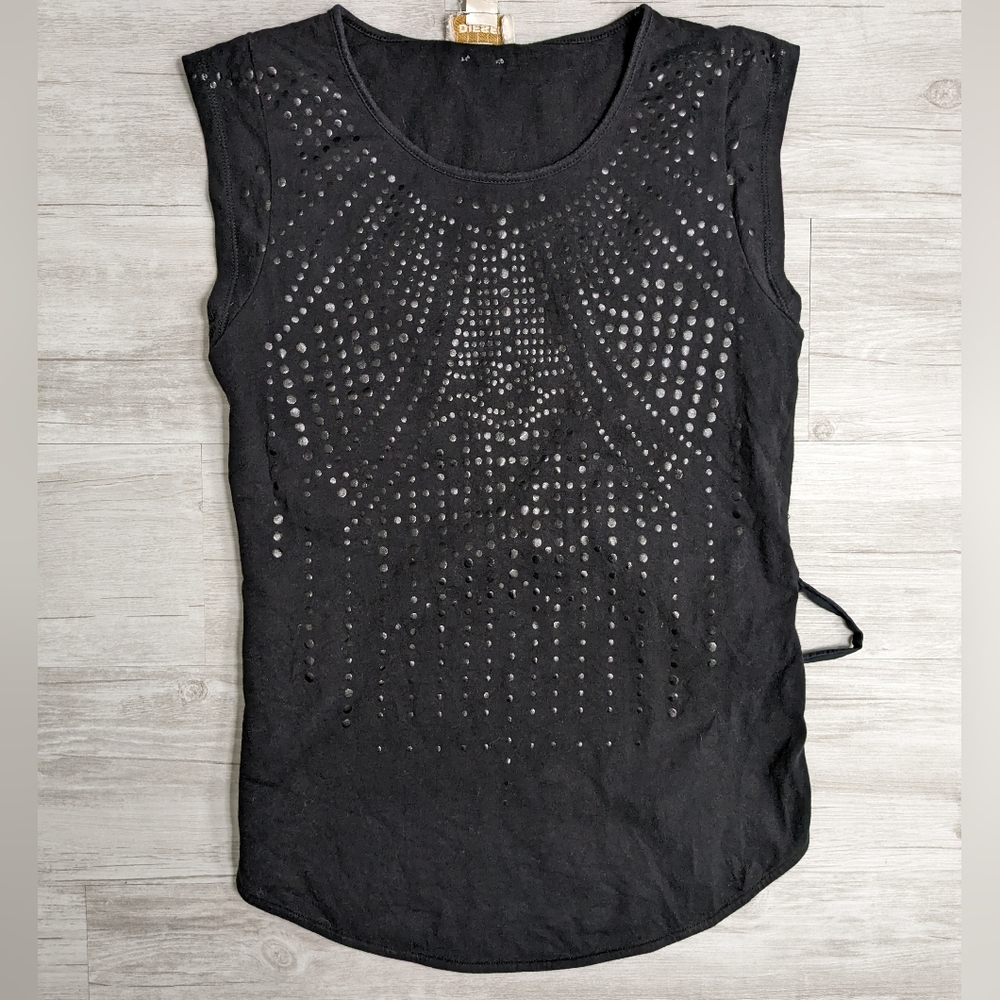 Y2K Diesel Tank w Partial Open Back and Wetlook Print